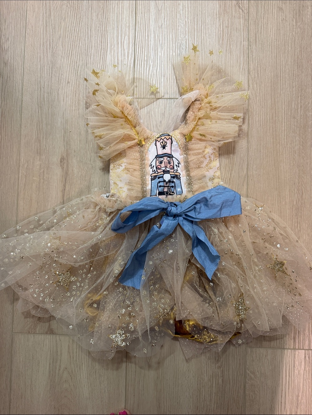Cora and Violet Gold Tulle Christmas Nutcracker Dress